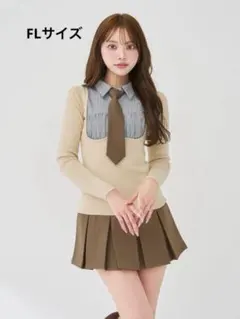 Darich ネクタイシャツドッキングニットミニワンピース　FLサイズ