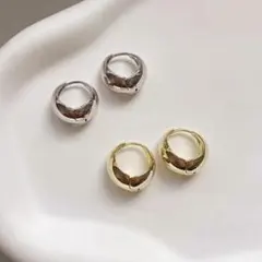 ピアス　レディース　ゴールド　金　ドロップ型　フープピアス　キャッチレス