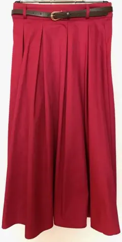 しまむら ベルト付き ロング フレア スカート ピンク