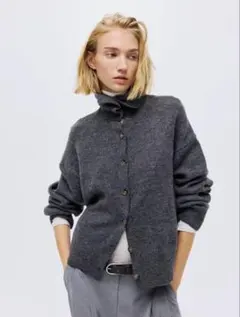 H&M 襟付きカーディガン ダークグレー　サイズXL