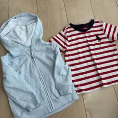 Ralph Lauren 水色 フード付きトレーナー 、ボーダーTシャツ18M