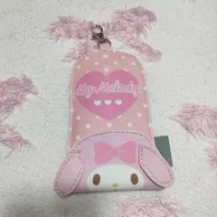 My Melody ピンク ドット柄 キーケース リールタイプ