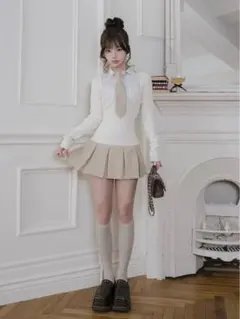 Darich ネクタイシャツドッキングニットミニワンピース