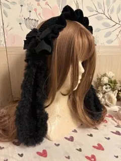 ヘッドドレス　うさ耳　バブーシュカ　ボンネット　ハンドメイド　かぎ針編み
