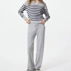 UNIQLO UNIQLO リブニットパンツ丈長め　グレー