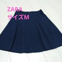 ZARA　ネイビー ストライプ フレアスカート　サイズMのサムネイル