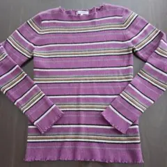 メローニットセーター　ボーダー柄セーター　グローバルワーク　フィットセーター