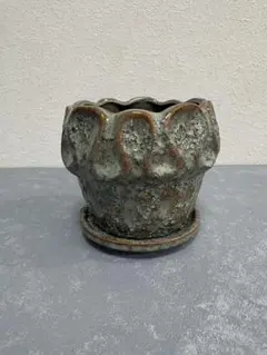 植木鉢◎おしゃれ⌘グリーンの陶器鉢〻個性的鉢◎\3号サイズ/