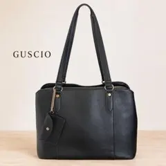 GUSCIO レザー トートバッグ ブラック ミニポーチ付き 肩掛けバッグのサムネイル