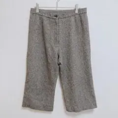 膝丈ハーフパンツ　シルク混　L　大きいサイズ　グレージュ　シンプル　オフィカジ