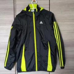 adidas ウィンドブレーカー アウター ブラック×ライム イエロー 150
