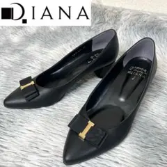 【未使用級】DIANA 晴雨兼用 ポインテッドトゥ リボンモチーフ パンプス