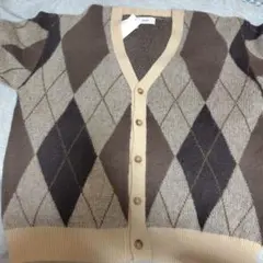 アーガイル柄 ニットカーディガン