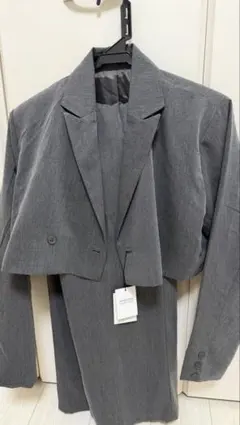 グレー スーツセット ショートジャケット