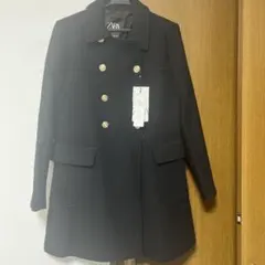 ZARA ダブルブレストコート ウールコート 金ボタン ブラック