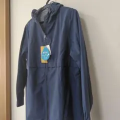 【新品未使用】ダークブルー Lサイズ はっ水加 ロング丈パーカー ジャケット