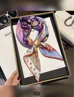 花柄シルク風スカーフ バンダナ レディース アクセサリー