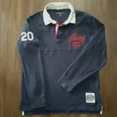 S　Eddie Bauer　エディバウアー　ラガーシャツ　ポロシャツ　長袖　紺色
