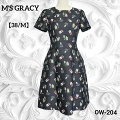 M's GRACY エムズグレイシー　マニキュア柄 半袖ワンピース【M】のサムネイル