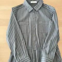 any SISビジュー グレイ ストライプ シャツワンピース サイズ2(М)