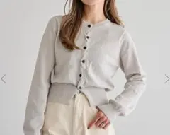 Bonjour Sagan クロス釦カーディガン ライトグレー