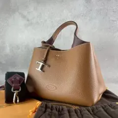 【未使用級】トッズ タイムレス 2WaYハンドバッグ　ロゴ型押し 保存袋付き