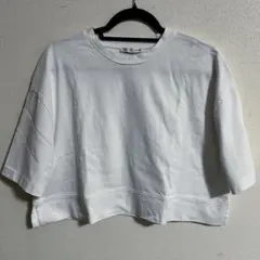 ZARA ザラ クロップド丈 ワイドスリーブ Tシャツ ホワイト Lサイズ