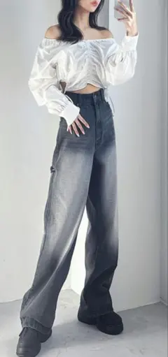 GRL グレイル バックカッティングデニムパンツ[cu459]