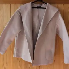 美品　フード付きピンクベージュコート　M