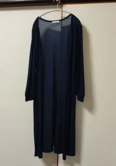 ネイビー ロングカーディガン 透け感