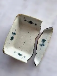金継ぎ用　市野吉記　コウホ窯　　長方形小皿　割れ欠けあり。のサムネイル