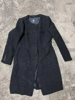 バーバリーロンドン　アンゴラ　コート　ノバチェック　ツイード風　ブラック　2XL