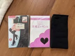 美補正レギンス M-L 、ドット柄ストッキング、70デニールタイツ 未使用品