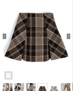 GRL プリーツ　スカート　インパン　チェック　ブラウン　ミニスカート　ツイード