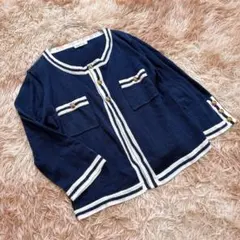 Rope Picnic（40）カーディガン ネイビー 金ボタン ショート丈 上品