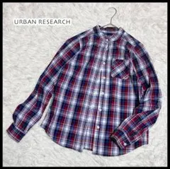 アーバンリサーチ URBAN RESEARCH チェック ノーカラー 長袖シャツ