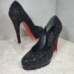 【COMEX】コメックス　グリッターハイヒール　レッドソール　ブラック