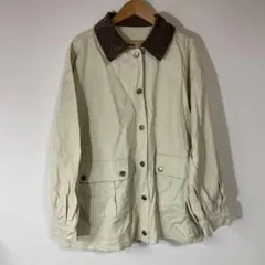 ベージュ コットンジャケット コーデュロイ襟