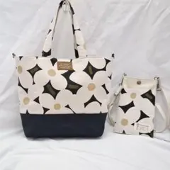 北欧風花柄　ハンドメイドトートバッグ&スマホポーチセット2wayショルダーバッグ