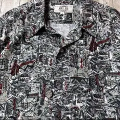 総柄 デザインシャツ 日本製 レーヨン100%