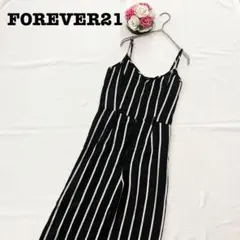 フォーエバー21 レディース　ストライプ　オールインワン　S ブラック　黒