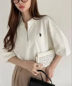 最終値下 U.S. POLO ASSN. ハーフジップショートスリーブポロシャツ