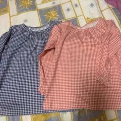 ユニクロ　ギンガムチェック柄長袖シャツ 2枚セット100cm