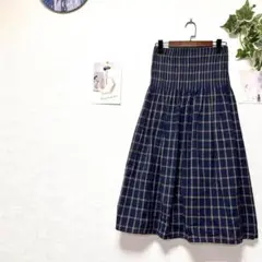 10274-1 チェック柄リバーシブルスカート ウエストゴム カジュアル