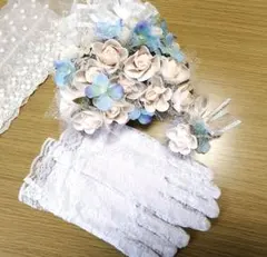 ブライダルブーケ ローズ バッグ型 ブートニア レース手袋付き ハンドメイド