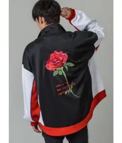 【RE730】ビッグシルエット薔薇刺繍（バラシシュウ）トラックジャケット