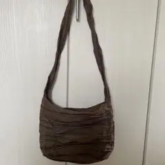 KAGURAYA シワ加工 ブラウンショルダーバッグ