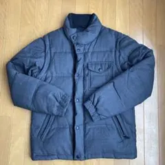 ダークブルー チェック柄 ダウンジャケット