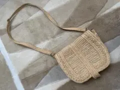 アニエスベー　ラフィアショルダーバッグ