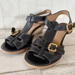 クロエ Chloe アンクルストラップ サンダル ブラック レザー 23cmのサムネイル